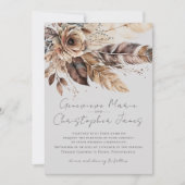 エレガントなボヘミアンフィーフラワー水彩ウェディング 招待状 (正面)