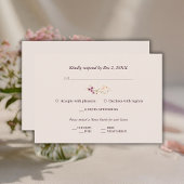 エレガントなボヘミアンフォールワイルドフラワーの結婚式 出欠カード