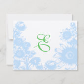 エレガントなボヘミアンフラワーのウェディング パステルブルー RSVP (裏面)