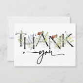 エレガントなボヘミアンフラワーの感謝カード サンキューカード (正面)