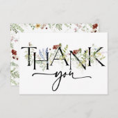 エレガントなボヘミアンフラワーの感謝カード サンキューカード (正面/裏面)
