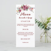 エレガントなボヘミアンフラワーの結婚式メニューテンプレート メニュー (スタンド正面)