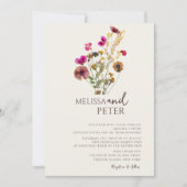 エレガントなボヘミアンフラワーの野生の花の結婚式 招待状 (正面)