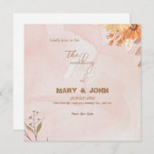 エレガントなボヘミアンフラワーチックな結婚式の招待状 セーブザデート (正面/裏面)