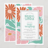 エレガントなボヘミアンフラワーブライダルシャワー 招待状 (正面/裏面)