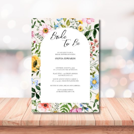 エレガントなボヘミアンフラワーブライダルブランチ 招待状