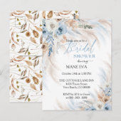 エレガントなボヘミアンフラワー ブライダルシャワー ポストカード (正面/裏面)