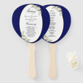 エレガントなボヘミアンブルーの花の結婚式の儀式 ハンドファン (正面&裏面)