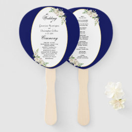 エレガントなボヘミアンブルーの花の結婚式の儀式 ハンドファン