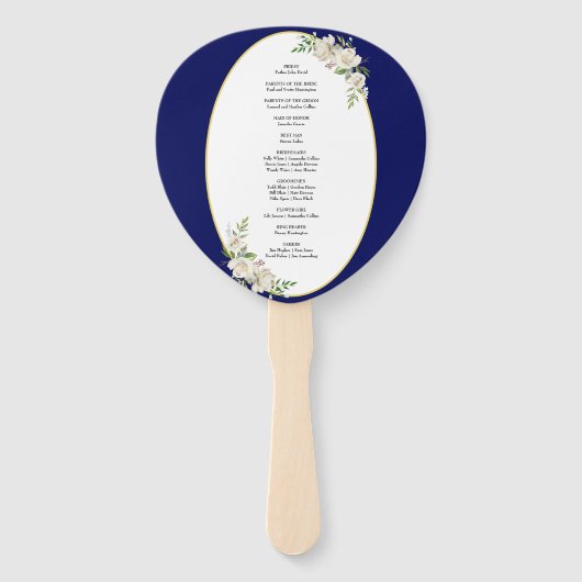 エレガントなボヘミアンブルーの花の結婚式の儀式 ハンドファン (裏面)