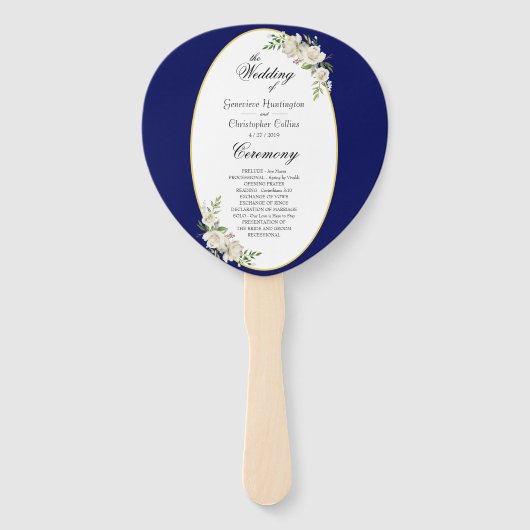 エレガントなボヘミアンブルーの花の結婚式の儀式 ハンドファン (正面)