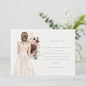 エレガントなボヘミアンホワイトウェディングドレス ブライダルシャワー サンキューカード (スタンド正面)