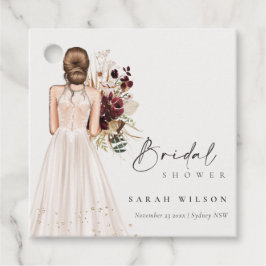 エレガントなボヘミアンホワイトウェディングドレス ブライダルシャワー フェイバータグ