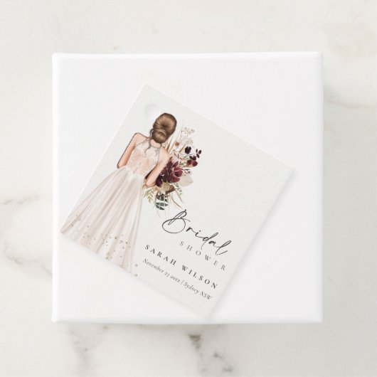 エレガントなボヘミアンホワイトウェディングドレス ブライダルシャワー フェイバータグ (インサイチュ)