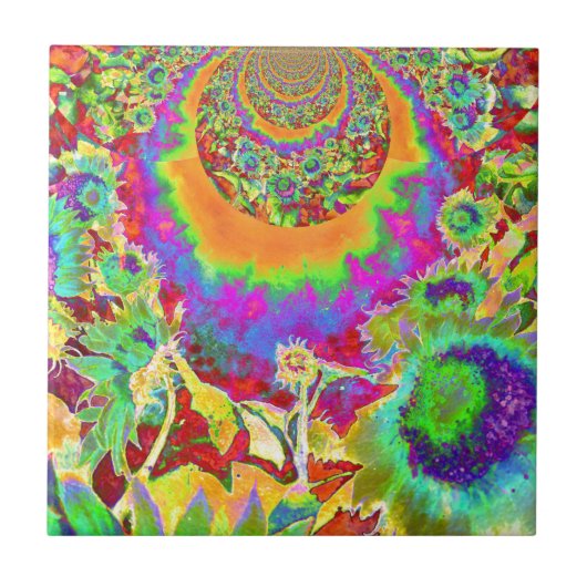 エレガントなボヘミアンレトロなひまわり タイル (正面)