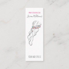 エレガントなボヘミアンワイルドフラワーのウェディングヘアスタイリストの花のデザイン スキニー名刺