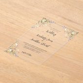 エレガントなボヘミアンワイルドフラワーのウェディング アクリル招待状 (レイダウン)