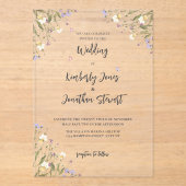 エレガントなボヘミアンワイルドフラワーのウェディング アクリル招待状 (正面)