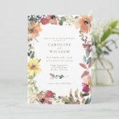 エレガントなボヘミアンワイルドフラワーのリハーサルディナー 招待状 (スタンド正面)