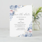 エレガントなボヘミアンワイルドフラワーの保存日 招待状 (スタンド正面)