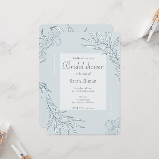 エレガントなボヘミアンワイルドフラワーの花嫁のシャワー 招待状 (正面/裏面インサイチュ)