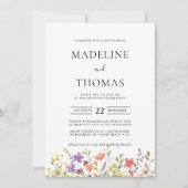 エレガントなボヘミアンワイルドフラワーフォトウェディング 招待状 (正面)