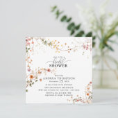 エレガントなボヘミアンワイルドフラワーフラワーブライダルシャワー 招待状 (スタンド正面)