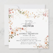 エレガントなボヘミアンワイルドフラワーフラワーブライダルシャワー 招待状 (正面)