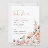 エレガントなボヘミアンワイルドフラワーベビーシャワー 招待状 (正面)
