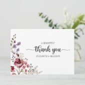 エレガントなボヘミアンワイルドフラワー結婚式のお礼カード 招待状 (スタンド正面)