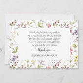エレガントなボヘミアンワイルドフラワー結婚式のお礼カード 招待状 (裏面)