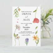エレガントなボヘミアンワイルドフラワー結婚式招待状 招待状 (スタンド正面)
