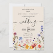 エレガントなボヘミアンワイルドフラワー結婚式招待状 招待状 (正面)