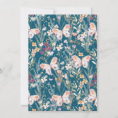 エレガントなボヘミアンワイルドフラワー ブルー セーブ・ザ・デート 招待状 (裏面)