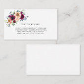 エレガントなボヘミアンワイン ブラッシュ ウォーターカラー フラワーズ エンクロージャーカード (正面/裏面)