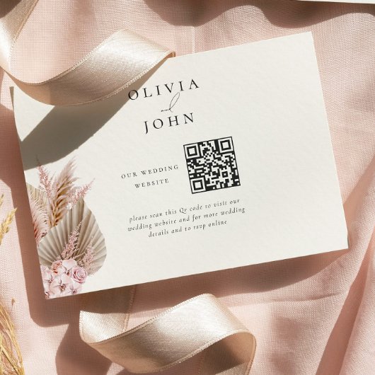 エレガントなボヘミアン風パンパスグラスの結婚式ウェブサイト エンクロージャーカード