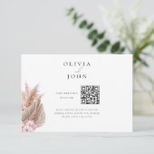 エレガントなボヘミアン風パンパスグラスの結婚式ウェブサイト エンクロージャーカード (スタンド正面)