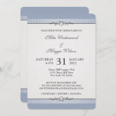 エレガントなボーダー結婚式招待状 招待状 (正面/裏面)