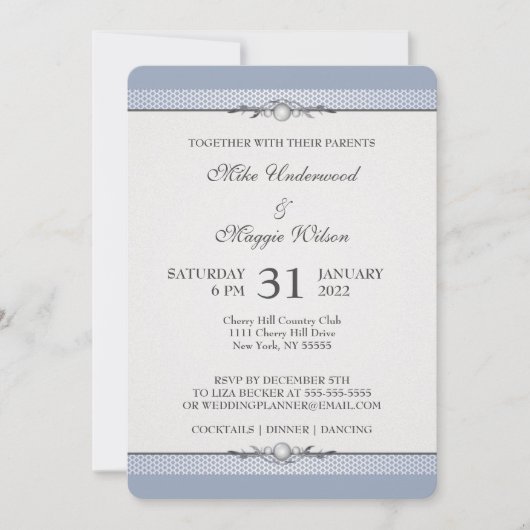 エレガントなボーダー結婚式招待状 招待状 (正面)