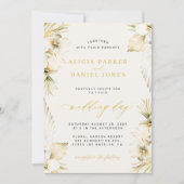 エレガントなボーホパンパストロピカルフラワーの結婚式 招待状 (正面)