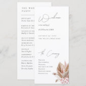 エレガントなボーホーパンパスグラス ウェディングプログラム (正面/裏面)