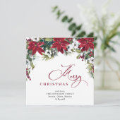 エレガントなポインセチアとワイルドミストルテーのクリスマスグリーティング シーズンカード (スタンド正面)