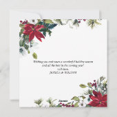 エレガントなポインセチアとワイルドミストルテーのクリスマスグリーティング シーズンカード (裏面)