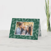 エレガントなポインセチアと松ぼっくり 緑 2 枚の写真 シーズンカード (裏面)