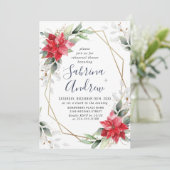 エレガントなポインセチアのウィンターフラワーリハーサルディナー 招待状 (スタンド正面)