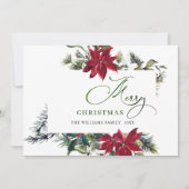 エレガントなポインセチアのクリスマスグリーティング シーズンカード (正面)