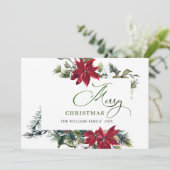 エレガントなポインセチアのクリスマスグリーティング シーズンカード (スタンド正面)