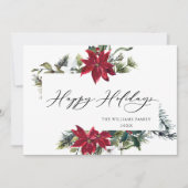 エレガントなポインセチアのクリスマスグリーティング シーズンカード (正面)