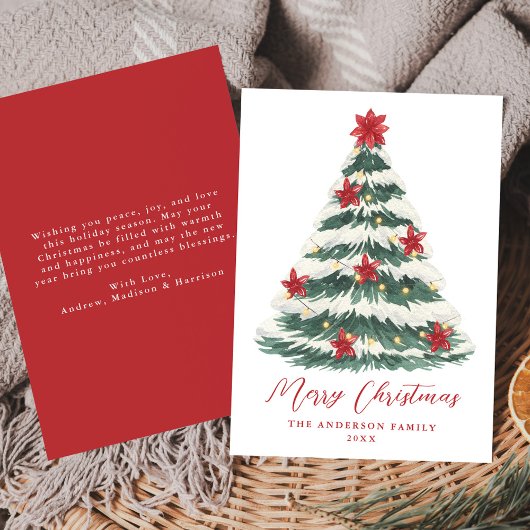 エレガントなポインセチアのクリスマスツリー(写真なし) シーズンカード