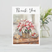 エレガントなポインセチアのクリスマスプレゼント サンキューカード (スタンド正面)